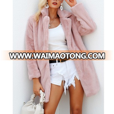 Streetwear Autumn Winter Warm Plush Teddy Coat Female Plus Size Overcoat Party Women Faux Fur Coat